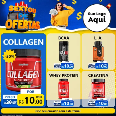 Modelo de Rede Social para Feed Facebook com o tema Sextou de Ofertas para Suplementos alimentares
