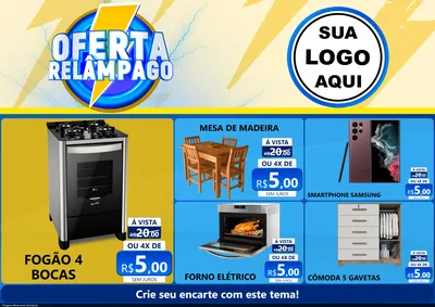 Modelo de Encarte para Encarte A4 Horizontal com o tema Oferta Relâmpago para Móveis e Eletro