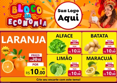 Modelo de Encarte para Encarte A4 Horizontal com o tema Bloco da Economia para Hortifrúti