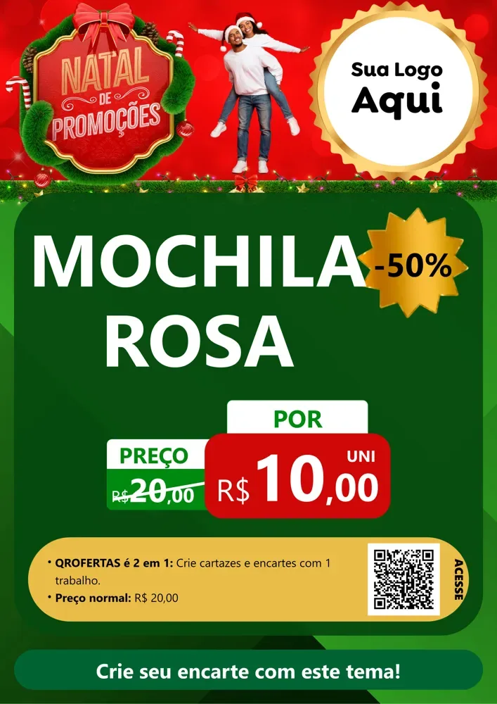 Modelo de Cartaz para Cartaz A4 Vertical com o tema Natal de Promoções para Papelaria