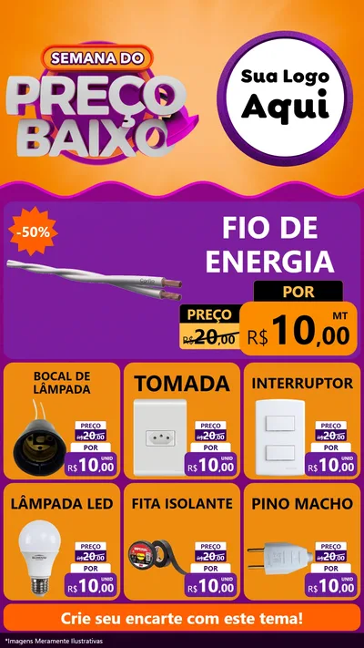 Modelo de Rede Social para Stories com o tema Semana do Preço Baixo para Materiais Elétricos