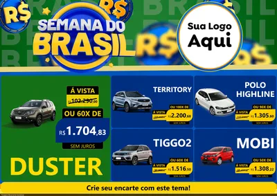 Modelo de Encarte para Encarte A4 Horizontal com o tema Semana Do Brasil para Concessionaria de Carros