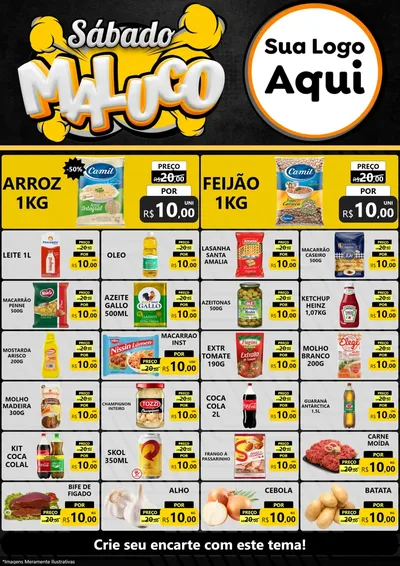Modelo de Encarte para Encarte A4 Vertical com o tema Sábado Maluco para Supermercado