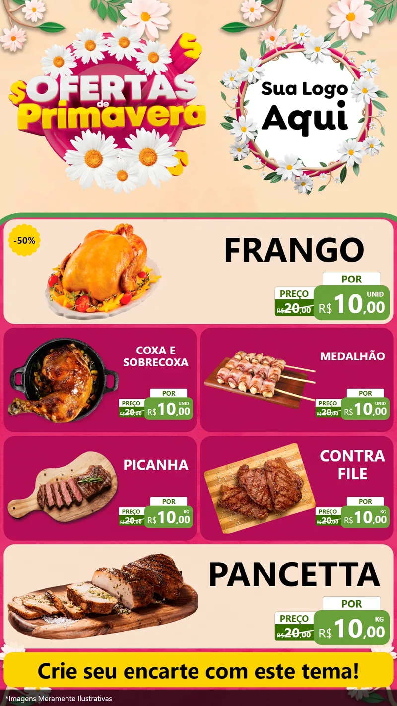 Modelo de TV para TV Vertical com o tema Ofertas de Primavera para Assados