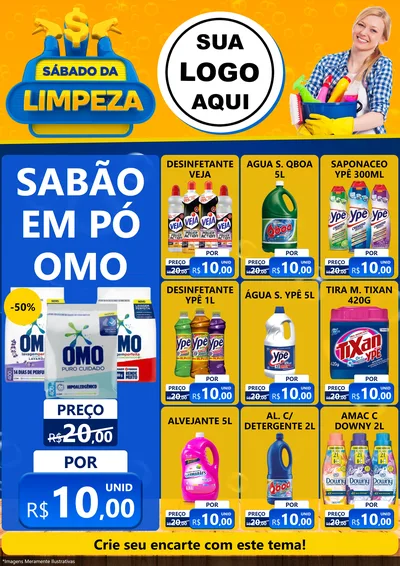 Modelo de Encarte para Encarte A4 Vertical com o tema Sábado da Limpeza para Produtos de Limpeza