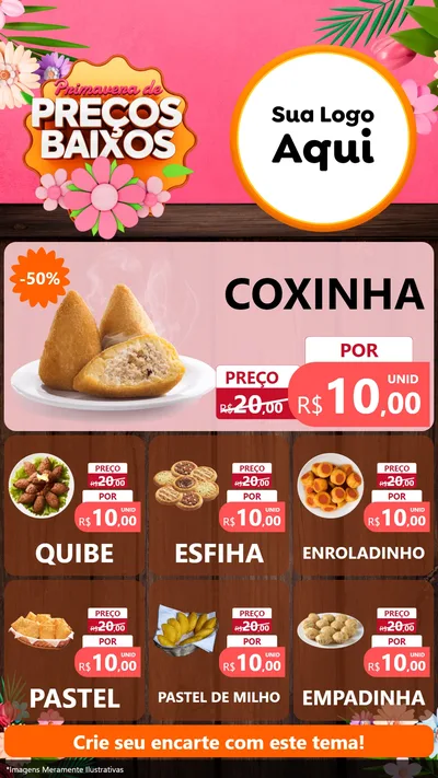 Modelo de Rede Social para Stories com o tema Primavera de Preços Baixos para Salgadaria