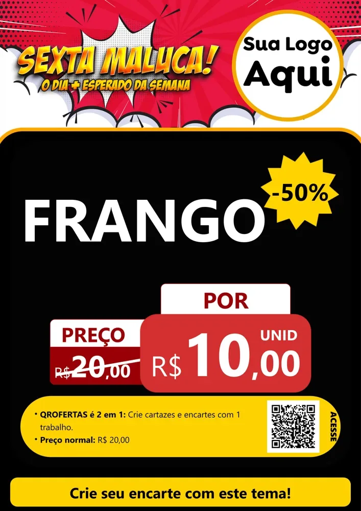 Modelo de Cartaz para Cartaz A4 Vertical com o tema Sexta Maluca! para Assados