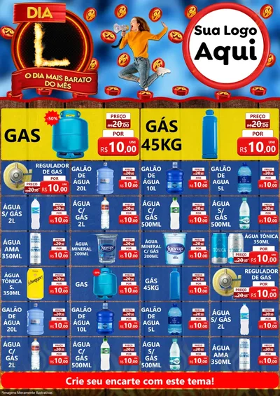 Modelo de Encarte para Encarte A4 Vertical com o tema Dia L - O Dia Mais Barato Do Mês para Água e gás