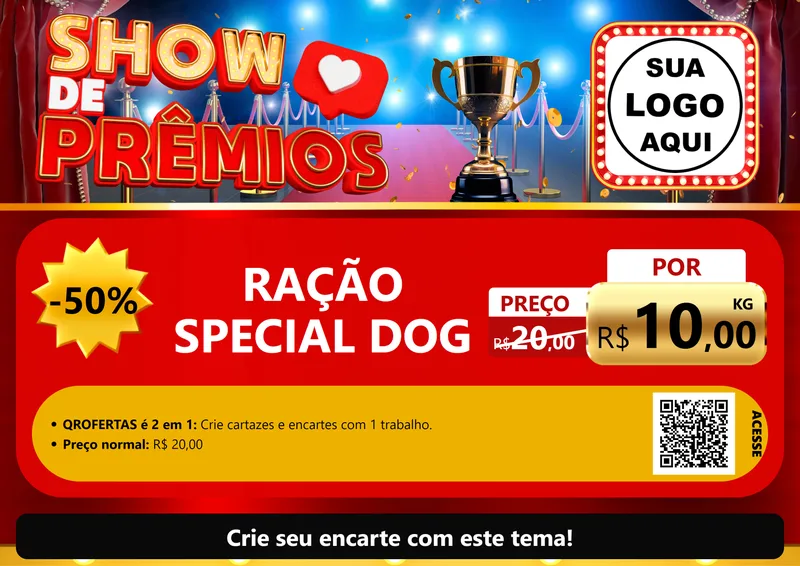 Modelo de Cartaz para Cartaz A4 Horizontal com o tema Show de Prêmios para Pet Shop