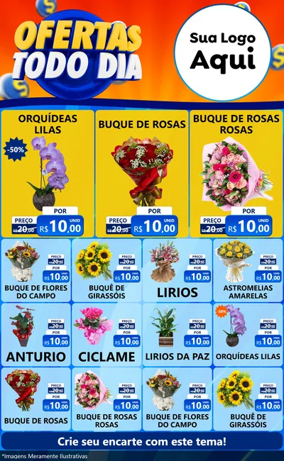 Modelo de Encarte para Encarte Grande com o tema Ofertas Todo Dia para Floricultura e jardim
