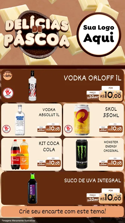 Modelo de TV para TV Vertical com o tema Delícias de Páscoa para Distribuidora de bebidas