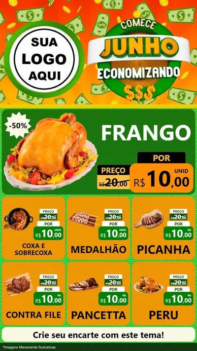Modelo de Rede Social para Stories com o tema Comece Junho Economizando para Assados