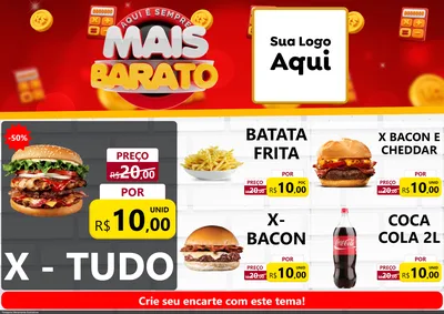 Modelo de Encarte para Encarte A4 Horizontal com o tema Mais Barato para Hamburgueria
