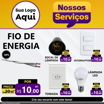 Modelo de Rede Social para Feed Facebook com o tema Nossos Serviços para Materiais Elétricos