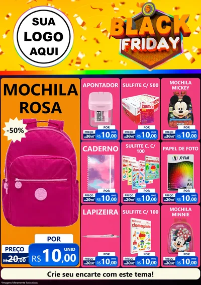 Modelo de Encarte para Encarte A4 Vertical com o tema Black Friday para Papelaria