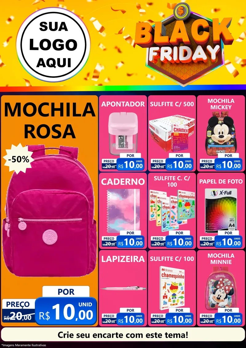 Modelo de Encarte para Encarte A4 Vertical com o tema Black Friday para Papelaria