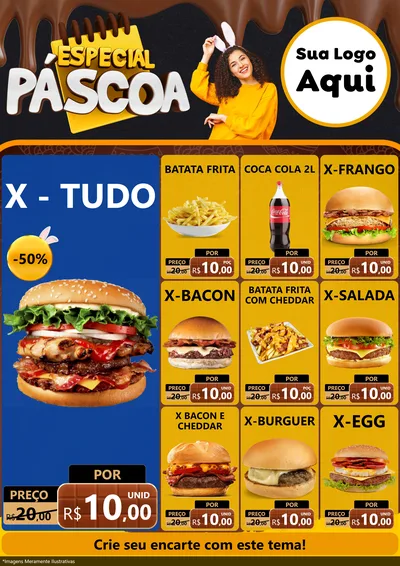 Modelo de Encarte para Encarte A4 Vertical com o tema Especial Páscoa para Hamburgueria
