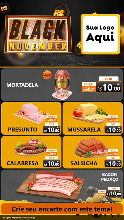 Modelo de TV para TV Vertical com o tema Black November para Frios e Laticínios
