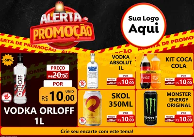 Modelo de Encarte para Encarte A4 Horizontal com o tema Alerta de Promoção para Distribuidora de bebidas