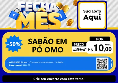 Modelo de Cartaz para Cartaz A4 Horizontal com o tema Fecha Mês para Produtos de Limpeza
