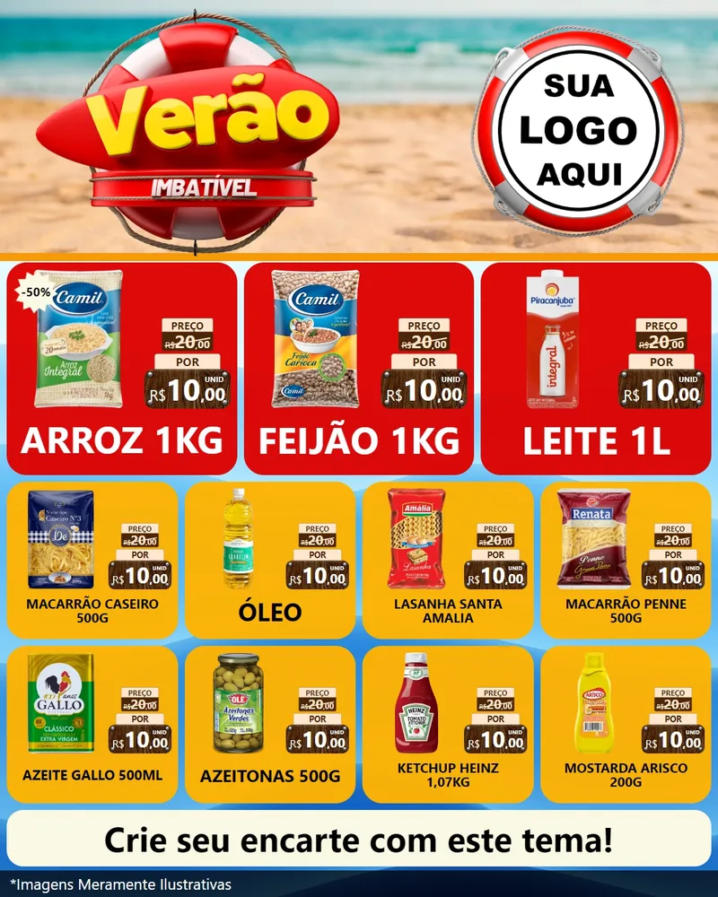 Modelo de Rede Social para Feed Instagram com o tema Verão Imbatível para Supermercado