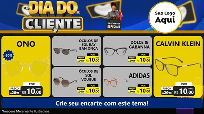 Modelo de TV para TV Horizontal com o tema Dia Do Cliente para Óticas