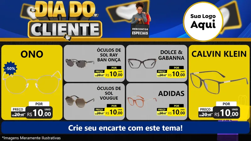 Modelo de TV para TV Horizontal com o tema Dia Do Cliente para Óticas