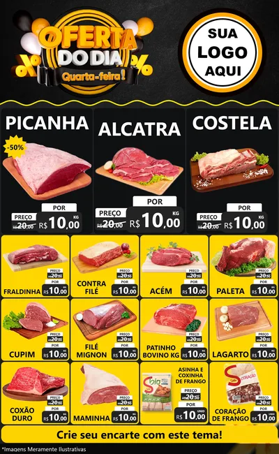 Modelo de Encarte para Encarte Grande com o tema Oferta do Dia - Quarta Feira! para Açougue