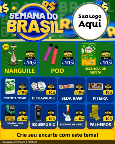 Modelo de Rede Social para Feed Instagram com o tema Semana Do Brasil para Tabacaria