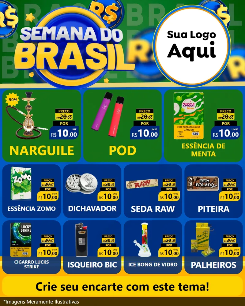 Modelo de Rede Social para Feed Instagram com o tema Semana Do Brasil para Tabacaria