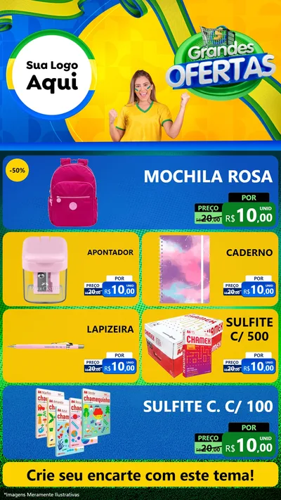 Modelo de TV para TV Vertical com o tema Grandes Ofertas para Papelaria