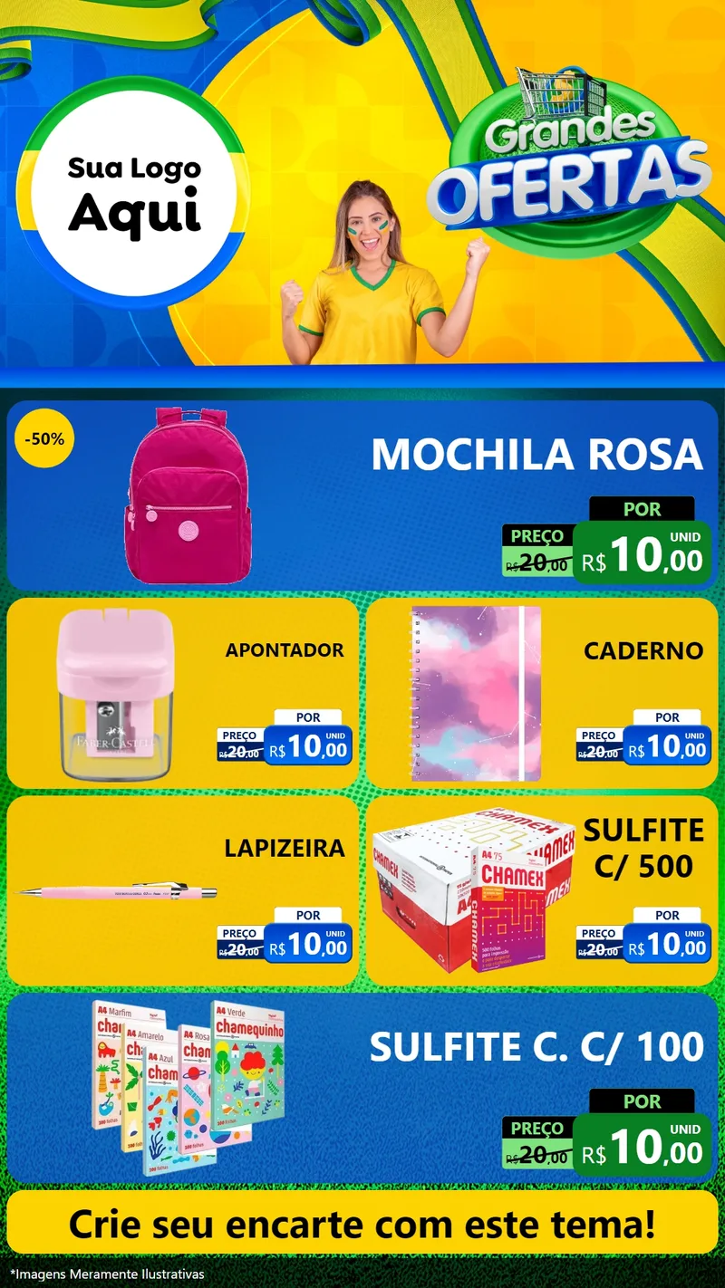 Modelo de TV para TV Vertical com o tema Grandes Ofertas para Papelaria