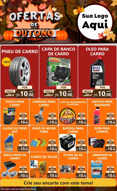 Modelo de Encarte para Encarte Grande com o tema Ofertas de Outono para Auto peças