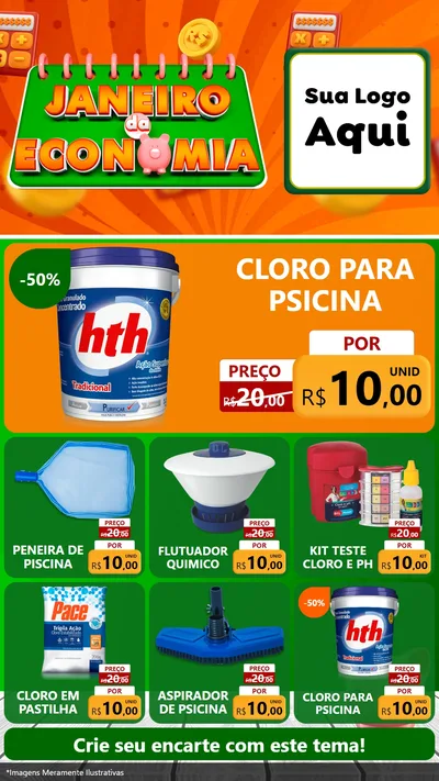 Modelo de Rede Social para Stories com o tema Janeiro da Economia para Produtos para Piscina