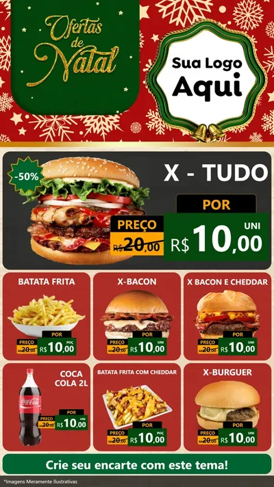 Modelo de Rede Social para Stories com o tema Natal de Ofertas para Hamburgueria