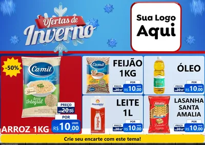 Modelo de Encarte para Encarte A4 Horizontal com o tema Ofertas de Inverno para Supermercado
