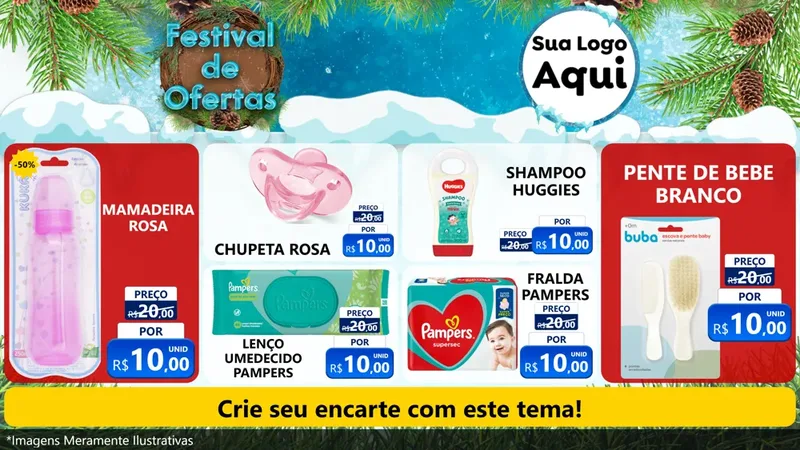Modelo de TV para TV Horizontal com o tema Festival de Ofertas - Inverno para Bebês