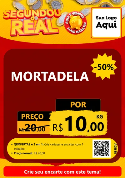 Modelo de Cartaz para Cartaz A4 Vertical com o tema Segundou do Real para Frios e Laticínios