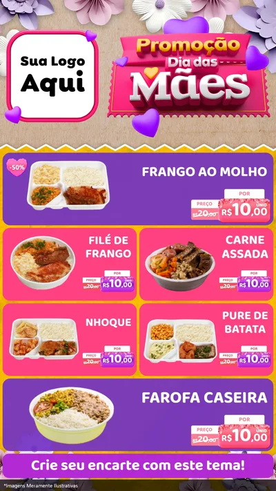 Modelo de TV para TV Vertical com o tema Promoção Dia das Mães para Restaurante