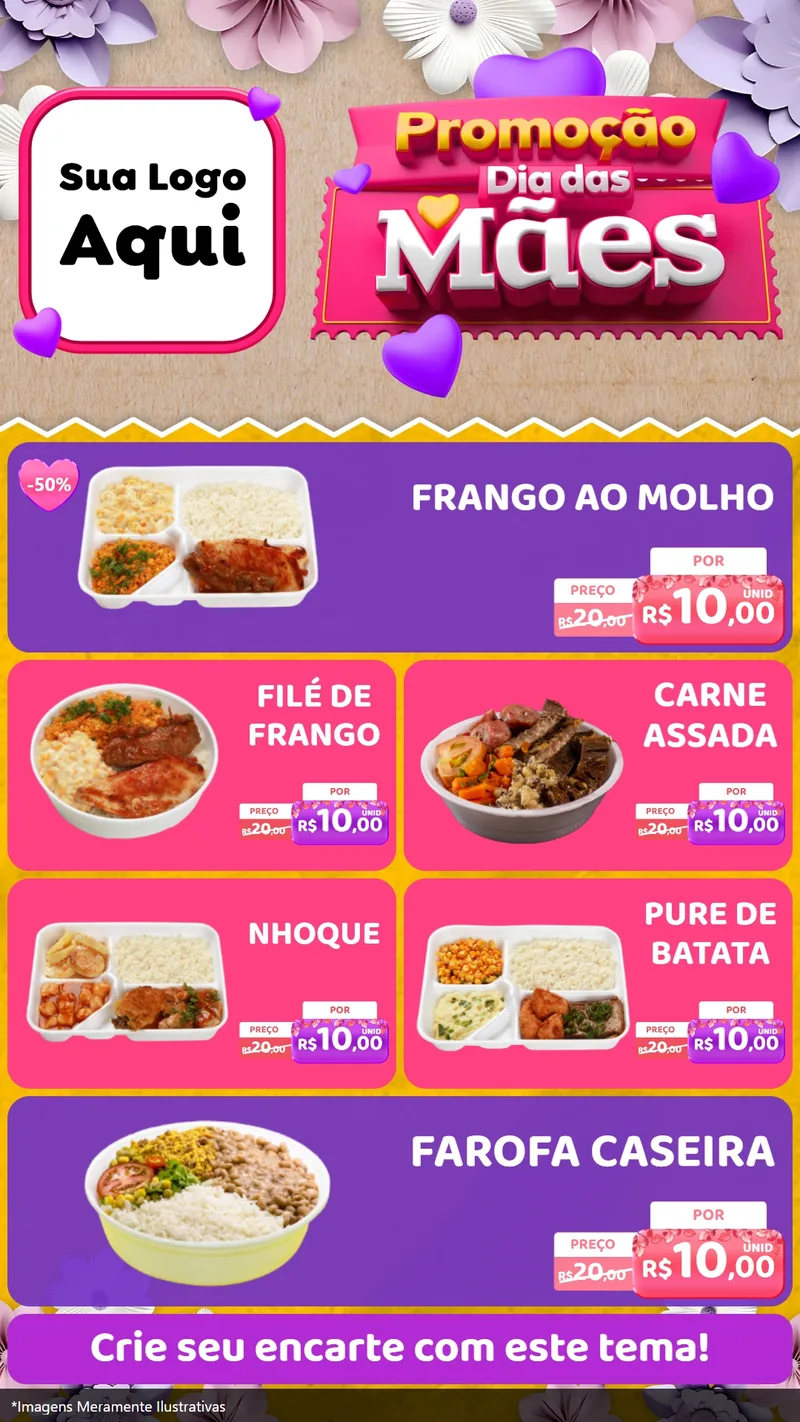 Modelo de TV para TV Vertical com o tema Promoção Dia das Mães para Restaurante