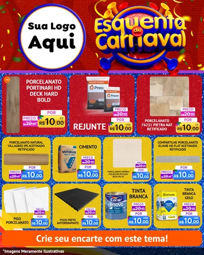 Modelo de Rede Social para Feed Instagram com o tema Esquenta de Carnaval para Pisos e revestimentos
