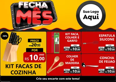 Modelo de Encarte para Encarte A4 Horizontal com o tema Fecha Mês para Utilidades Domésticas