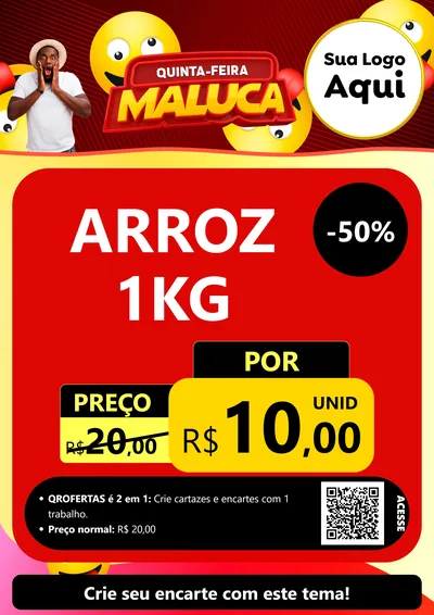 Modelo de Cartaz para Cartaz A4 Vertical com o tema Quinta-feira Maluca para Supermercado