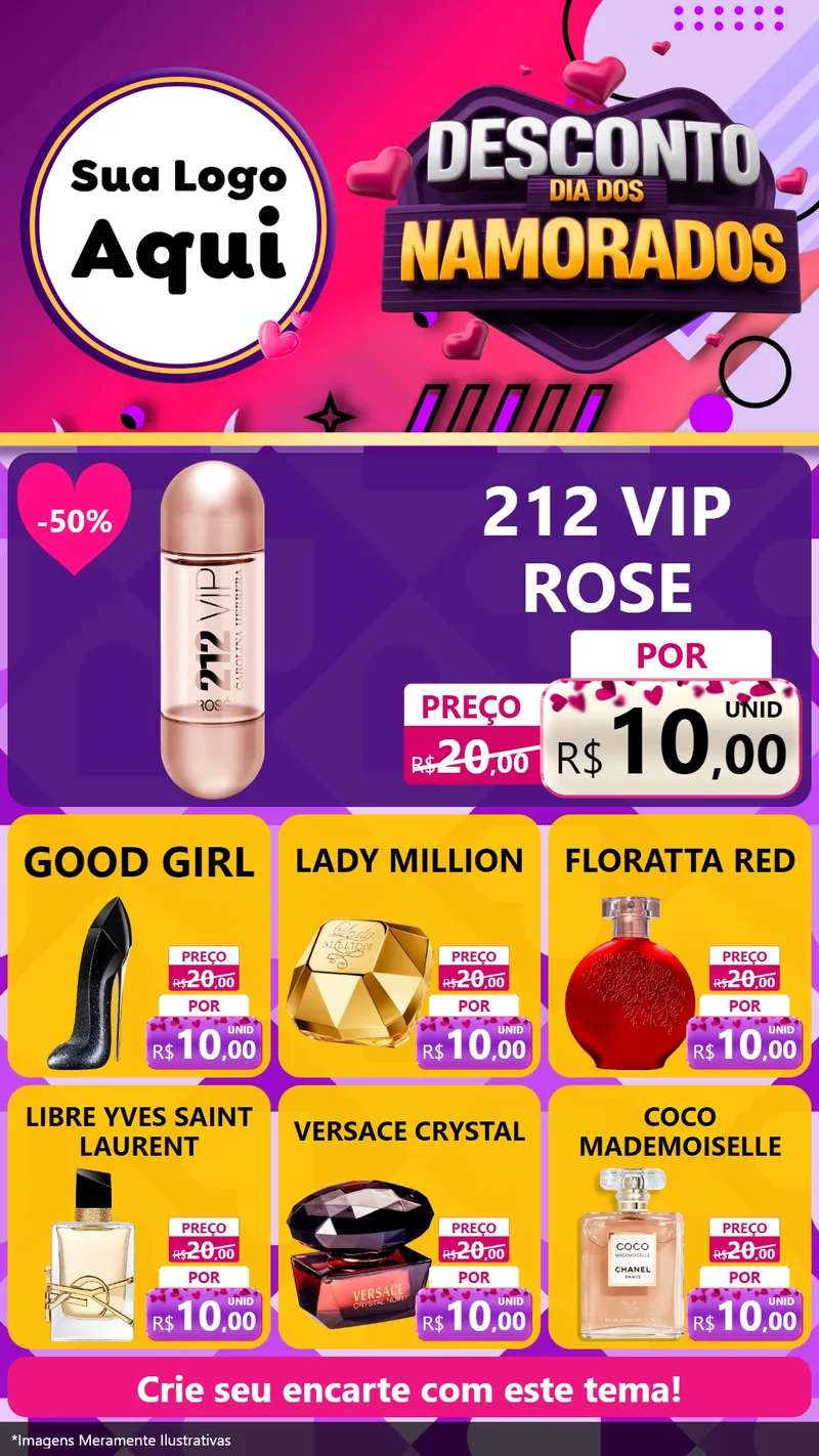 Modelo de Rede Social para Stories com o tema Desconto Dia dos Namorados para Perfumes