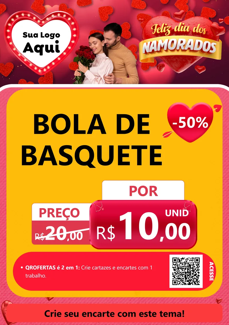 Modelo de Cartaz para Cartaz A4 Vertical com o tema Feliz Dia Dos Namorados para Artigos Esportivos