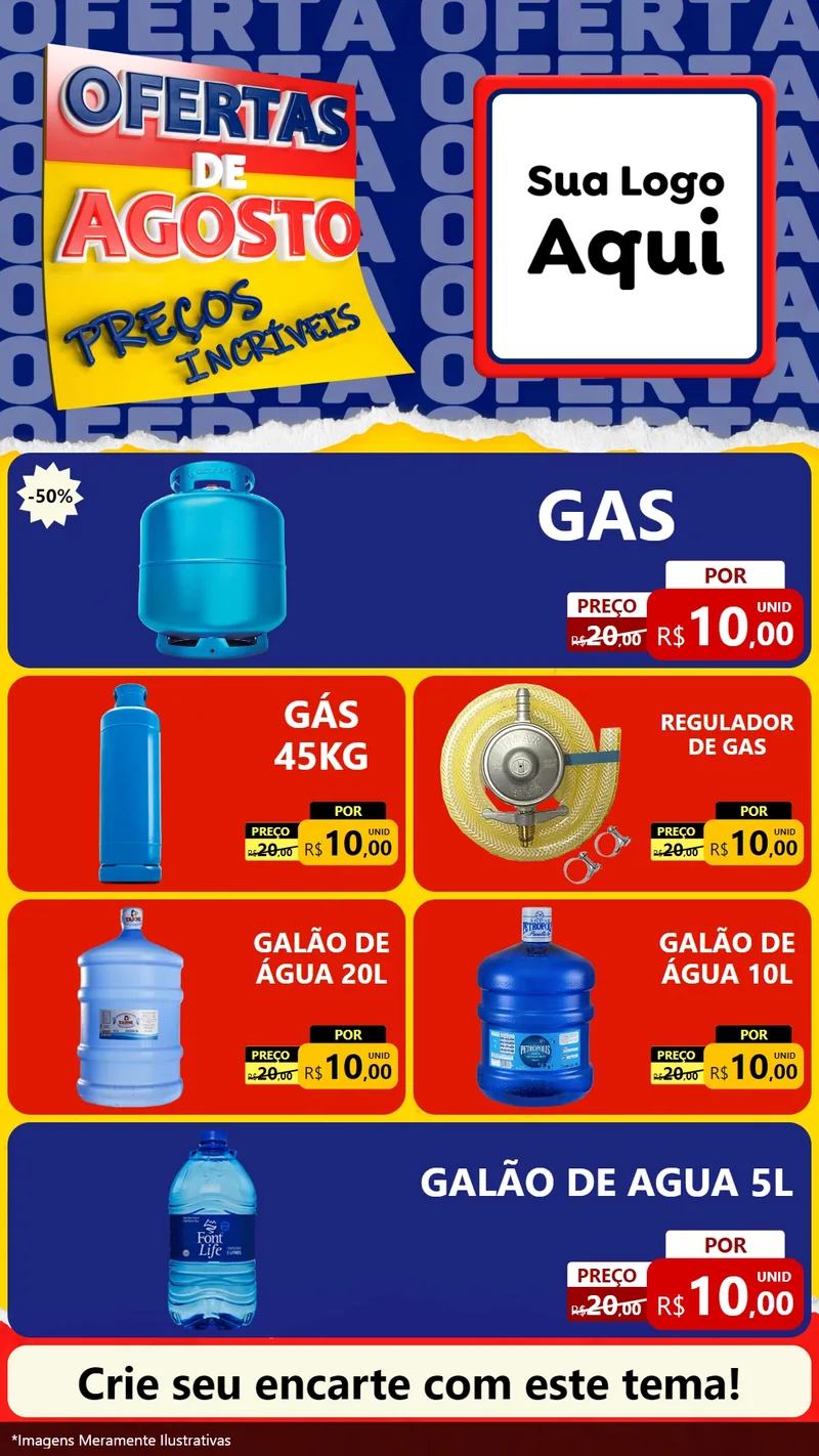 Modelo de TV para TV Vertical com o tema Ofertas de Agosto - Preços Incríveis para Água e gás