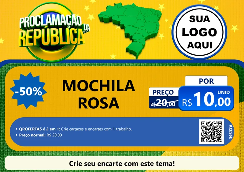 Modelo de Cartaz para Cartaz A4 Horizontal com o tema Proclamação da República para Papelaria