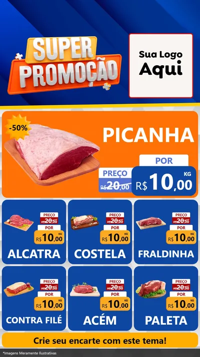 Modelo de Rede Social para Stories com o tema Super Promoção para Açougue