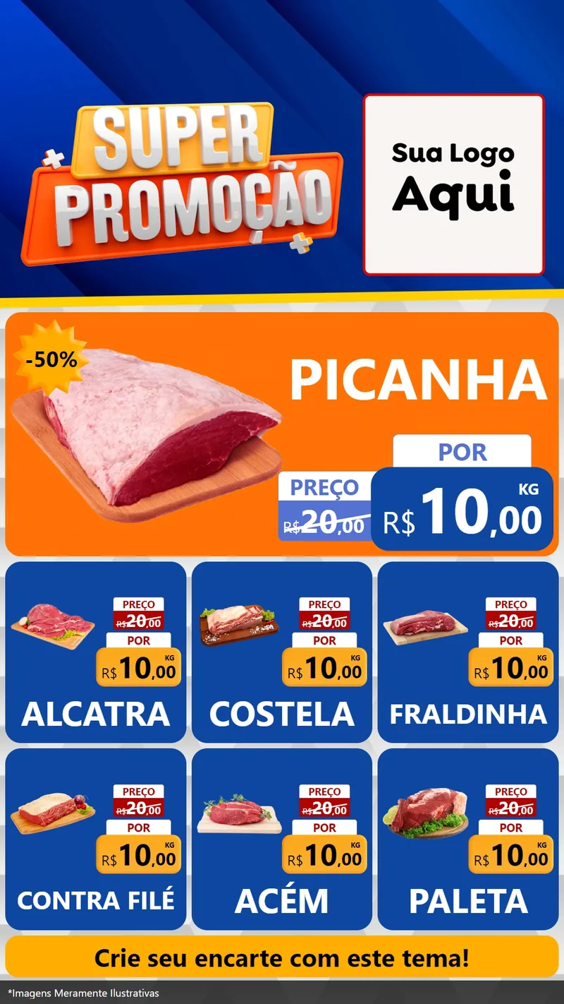 Modelo de Rede Social para Stories com o tema Super Promoção para Açougue