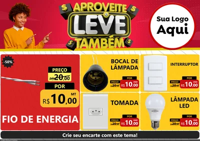 Modelo de Encarte para Encarte A4 Horizontal com o tema Aproveite e Leve Também para Materiais Elétricos